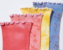 Load image into Gallery viewer, Powder Pink Speckle Frill Top Hand-dyed Socks
